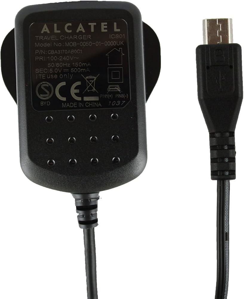 Alcatel Genuine Micro USB Mains Charger, Black