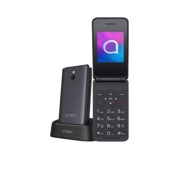 Alcatel 3082 4G Flip Phone with Charging Dock, Black