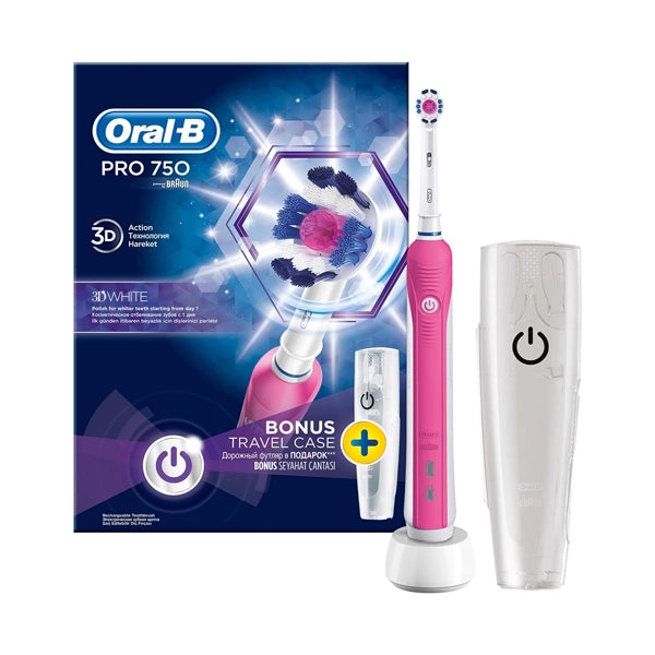 Oral-B Pro 750 Electric Toothbrush with Travel Case, Pink