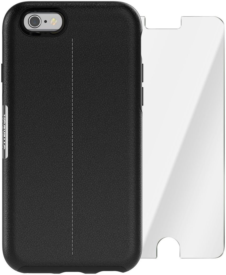 OtterBox Strada Series iPhone 6 / 6s Leather Folio Case + Alpha Glass, Onyx Black (78-50989)