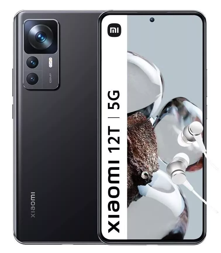 Xiaomi 12T 5G in Black, front and back