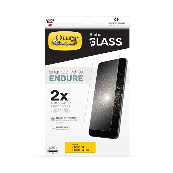OtterBox ALPHA GLASS Screen Protector for iPhone 13 AND iPhone 13 Pro - CLEAR (GEN 2)
